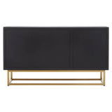 Luxury Oak and Brass Three Door Sideboard with Gold Legs