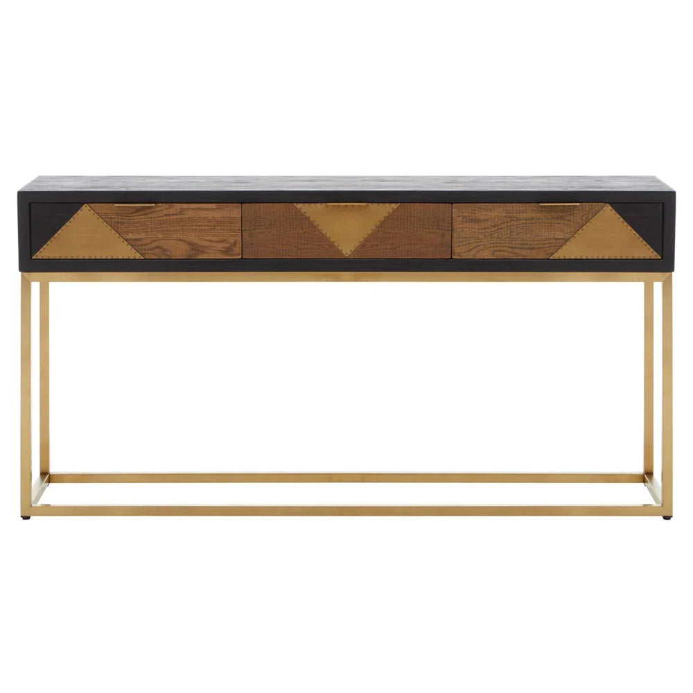 Luxury Oak Brass Console