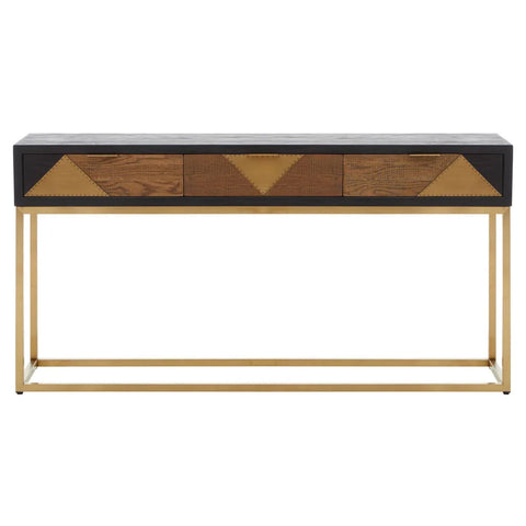 Luxury Oak Brass Console