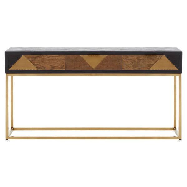 Luxury Oak Brass Console