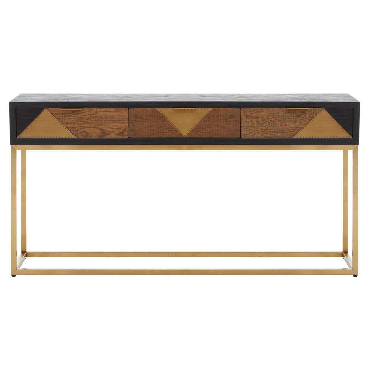 Luxury Oak Brass Console