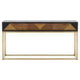 Luxury Oak Brass Console