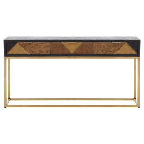 Luxury Oak Brass Console