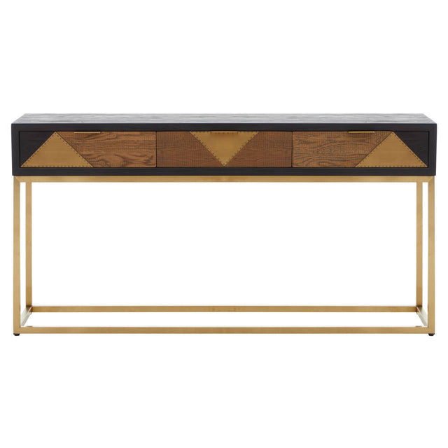 Luxury Oak Brass Console