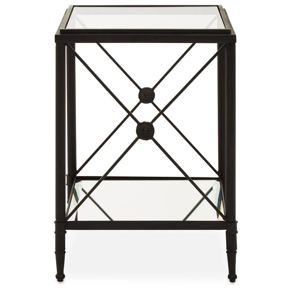 Square Black Glass Side Table