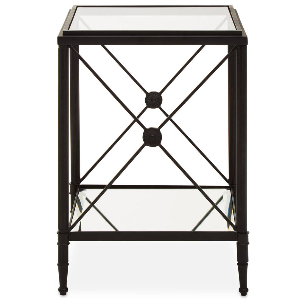 Square Black Glass Side Table