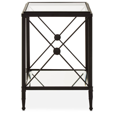 Square Black Glass Side Table