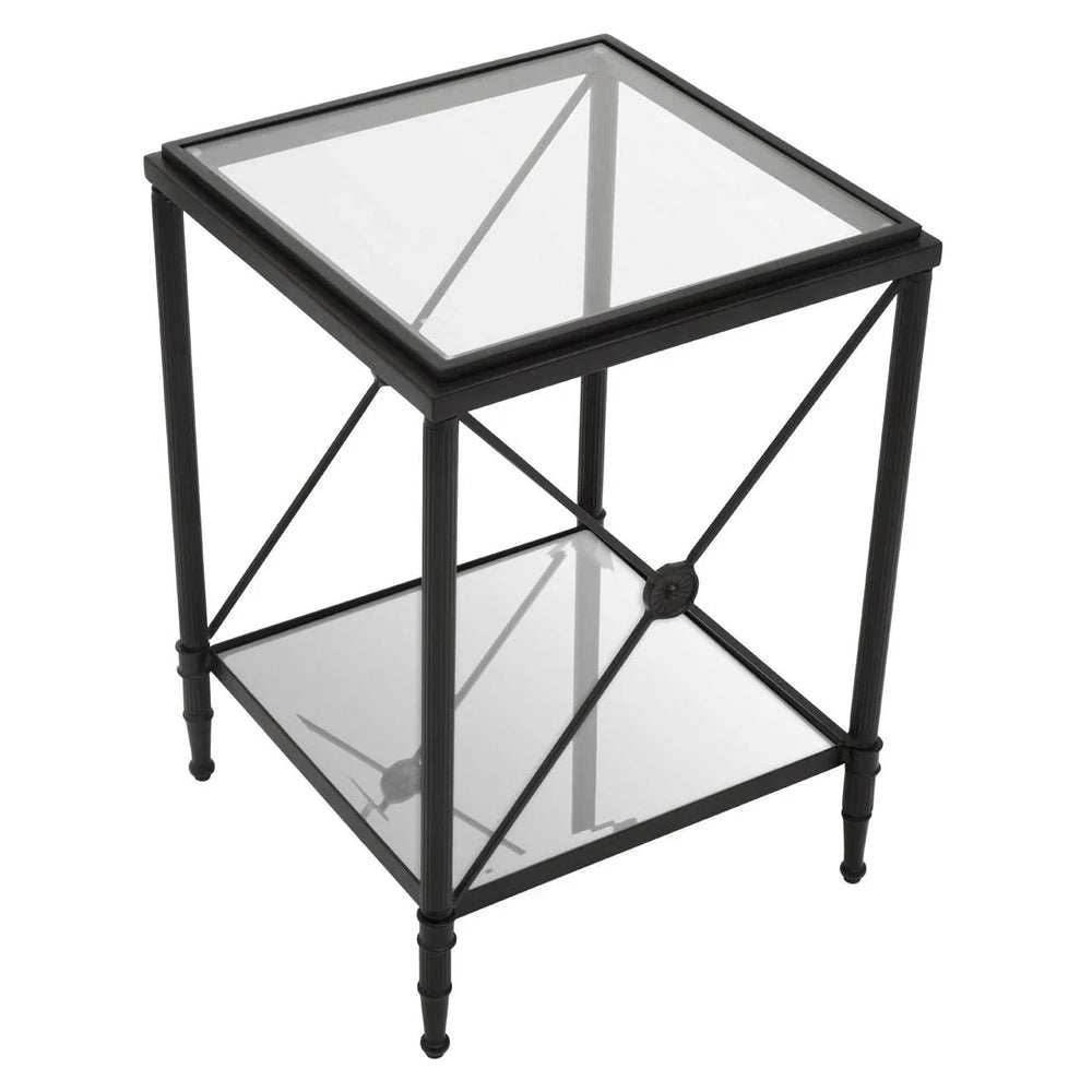 Square Black Glass Side Table