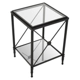 Square Black Glass Side Table