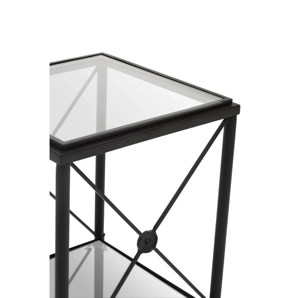 Square Black Glass Side Table