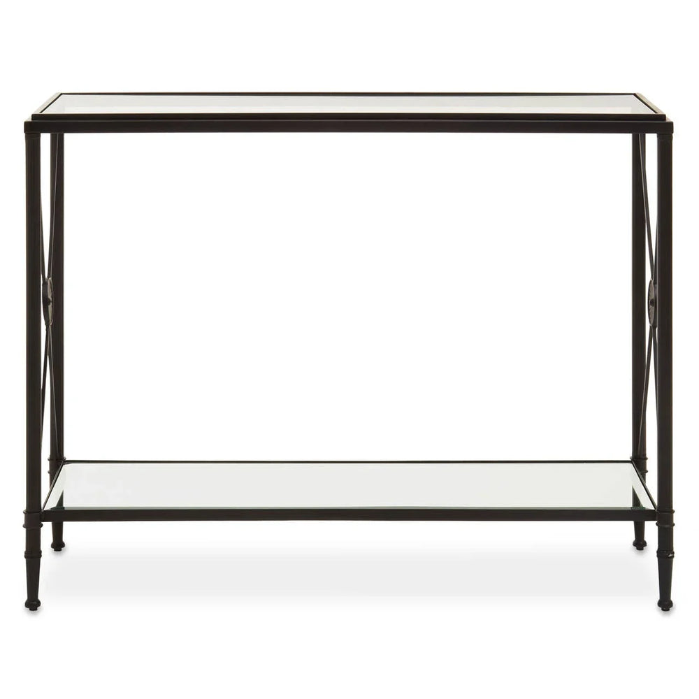 **Modern Black Metal Glass Table**