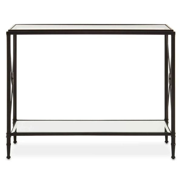 **Modern Black Metal Glass Table**