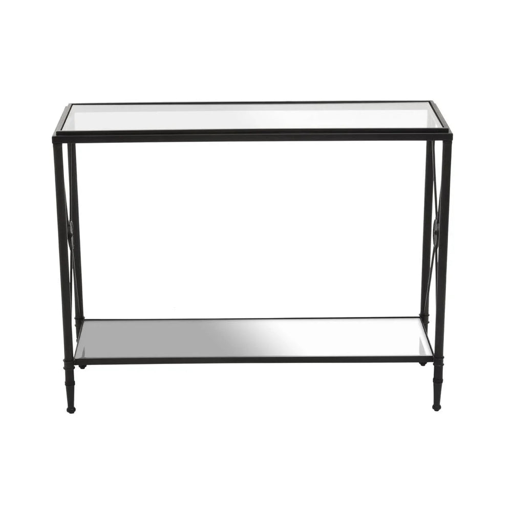 **Modern Black Metal Glass Table**