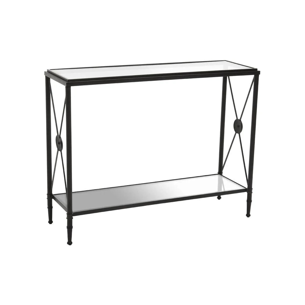 **Modern Black Metal Glass Table**