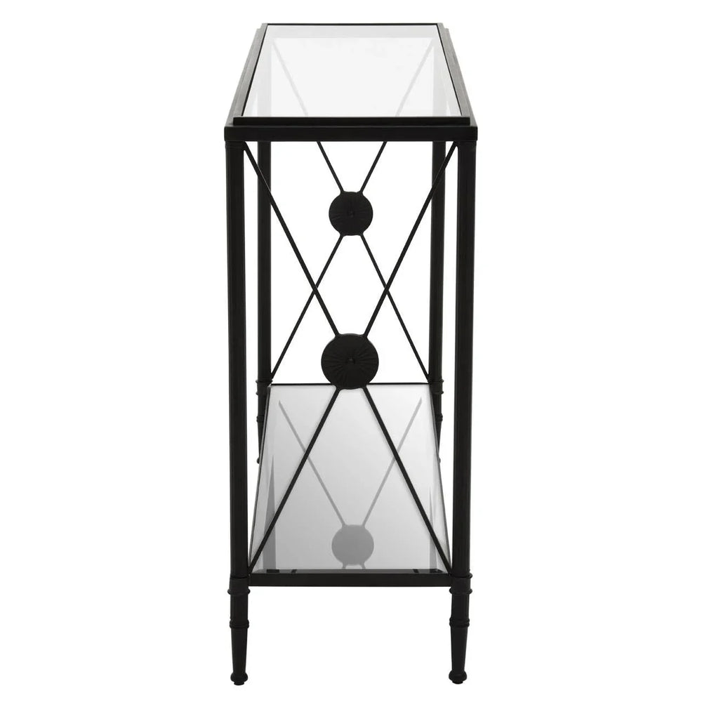**Modern Black Metal Glass Table**