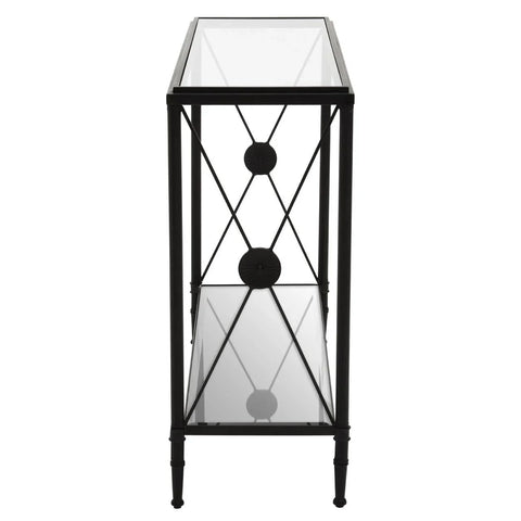 **Modern Black Metal Glass Table**