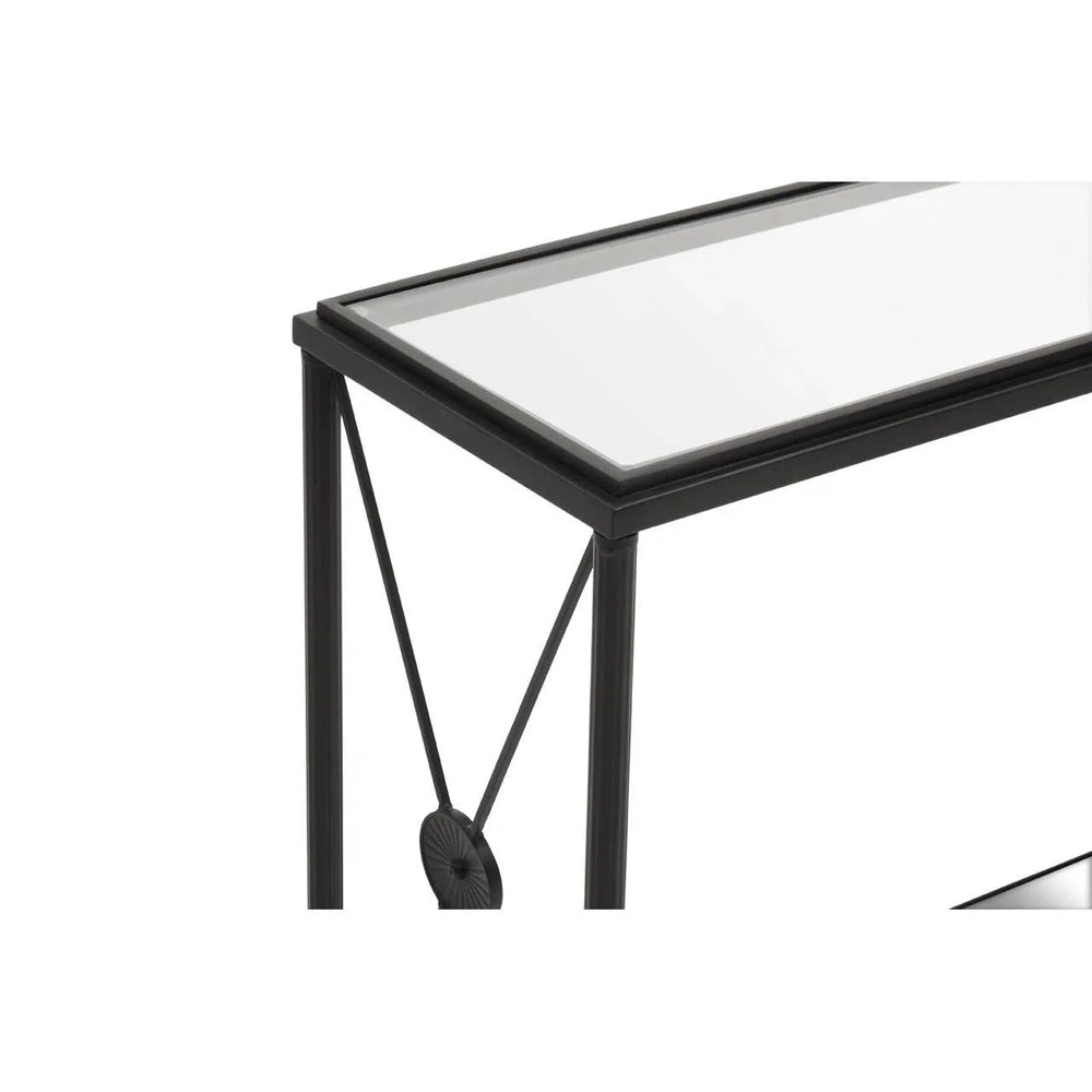 **Modern Black Metal Glass Table**