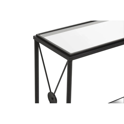 **Modern Black Metal Glass Table**