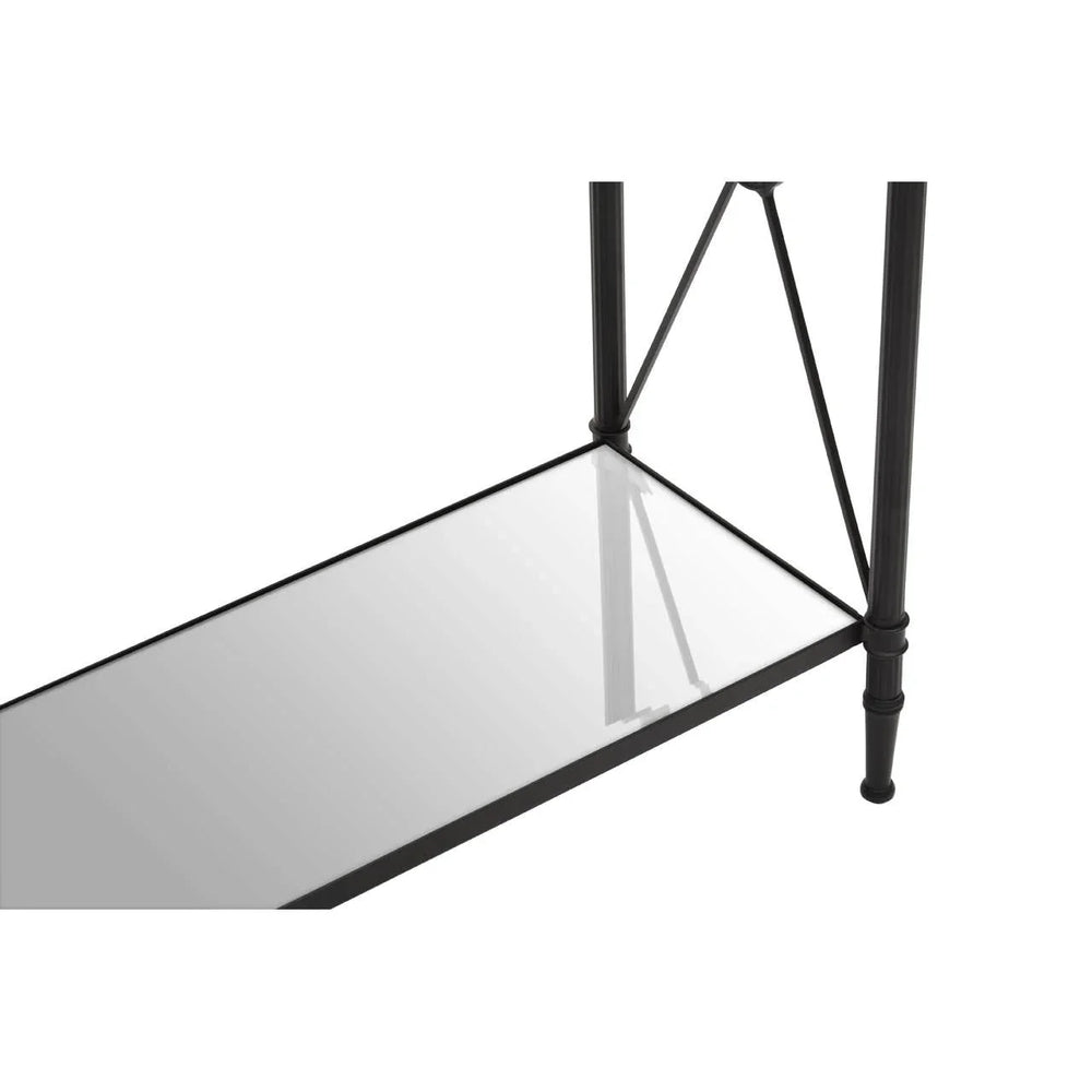 **Modern Black Metal Glass Table**