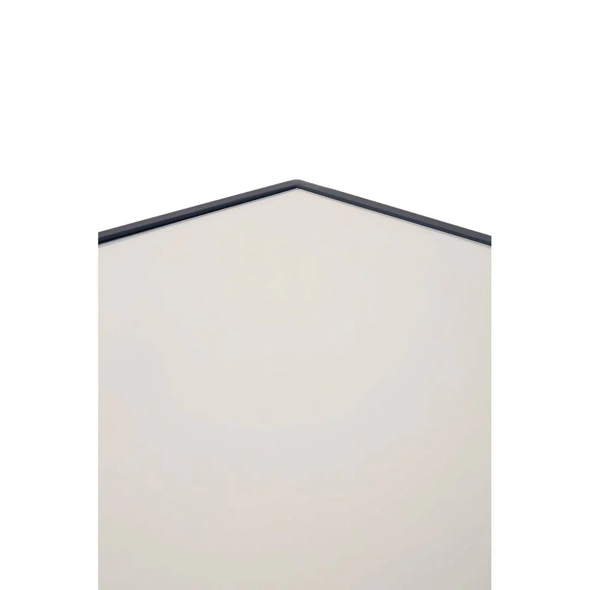 White panel with black metal edge forming a peaked geometric shape