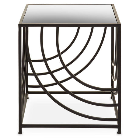 Rustic Mirror Top Side Table
