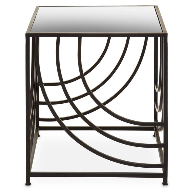 Rustic Mirror Top Side Table