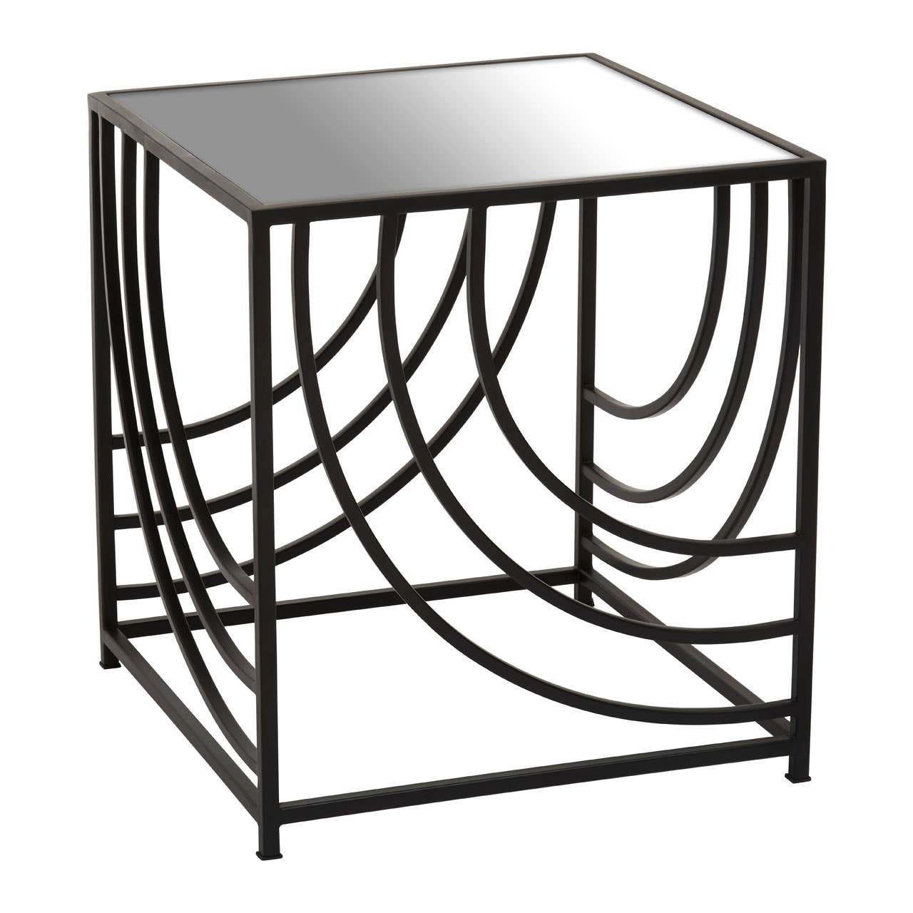 Rustic Mirror Top Side Table