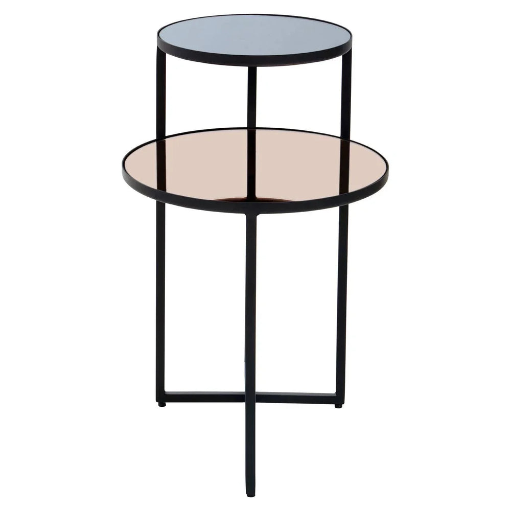 Circular Smoked Mirror Side Table