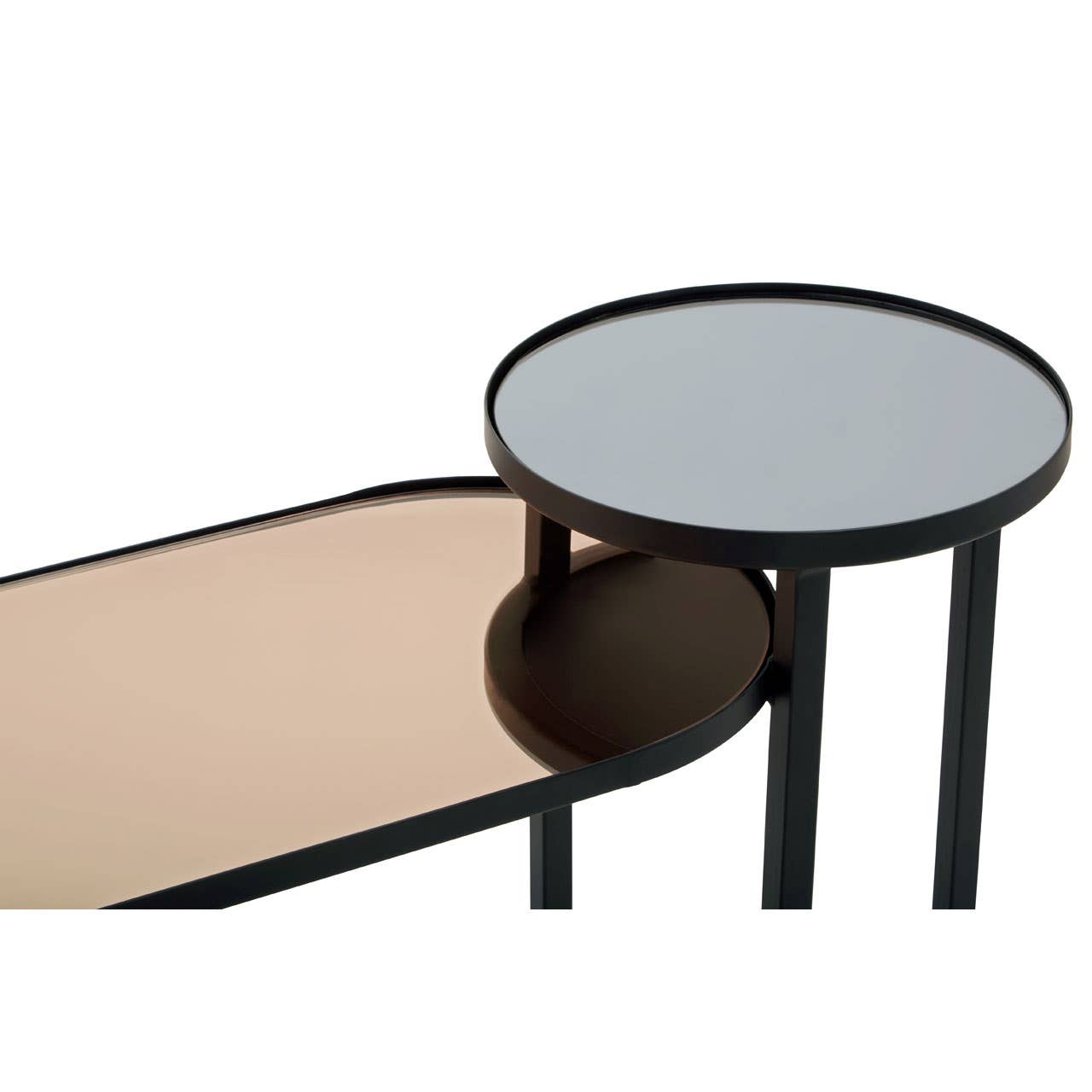 Mirror Top Circular Console Table