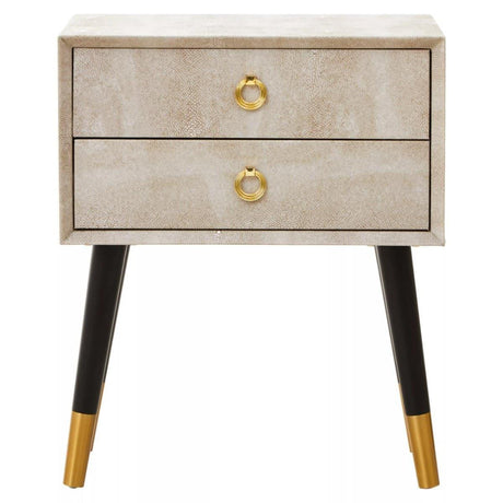 Cadio 2 Drawer Shagreen Effect Side Table