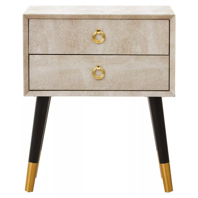Cadio 2 Drawer Shagreen Effect Side Table