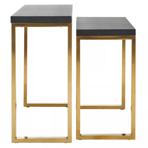 Gold Leg Shagreen Console Tables