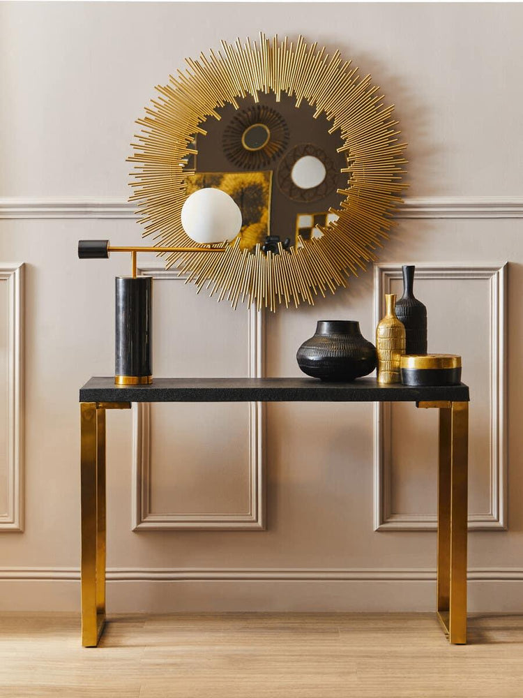 Gold Leg Shagreen Console Tables