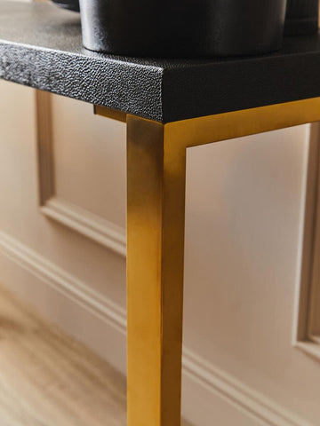 Gold Leg Shagreen Console Tables