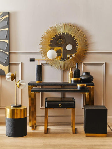 Gold Leg Shagreen Console Tables