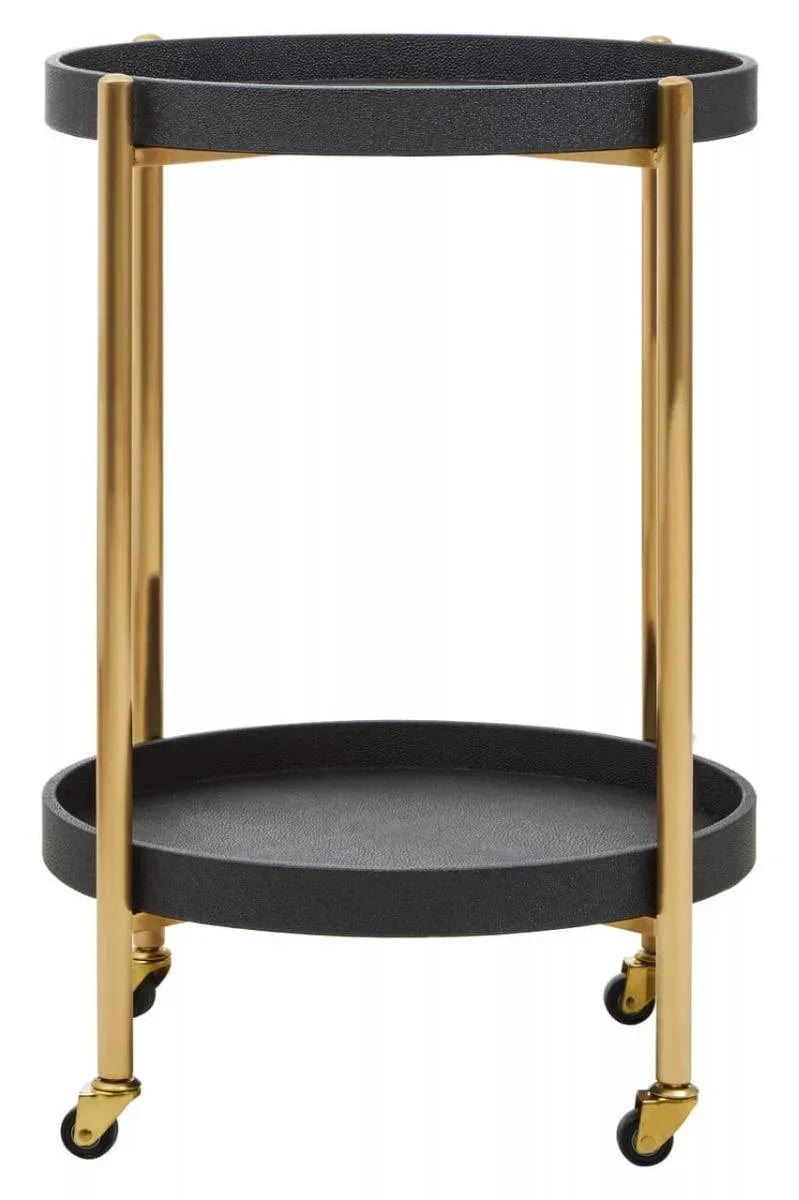 Cardoba Two Tier Shagreen Effect Tray Table Trolley