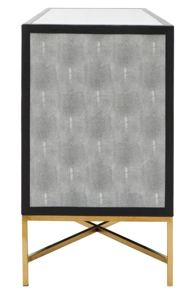 Luxury Grey Shagreen Sideboard with Gold Accents
