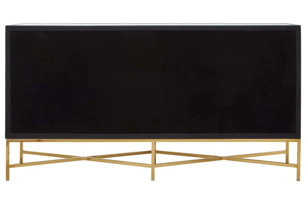 Luxury Grey Shagreen Sideboard with Gold Accents