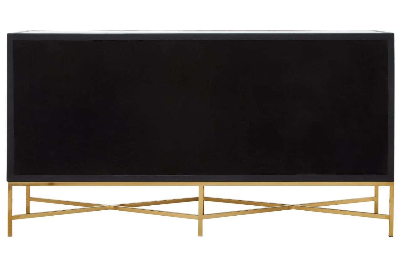 Luxury Grey Shagreen Sideboard with Gold Accents
