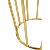Black velvet stool with a gold finish base featuring vertical metal bars and a circular support structure. The luxurious fabric contrasts with the shiny gold, creating an elegant and modern design