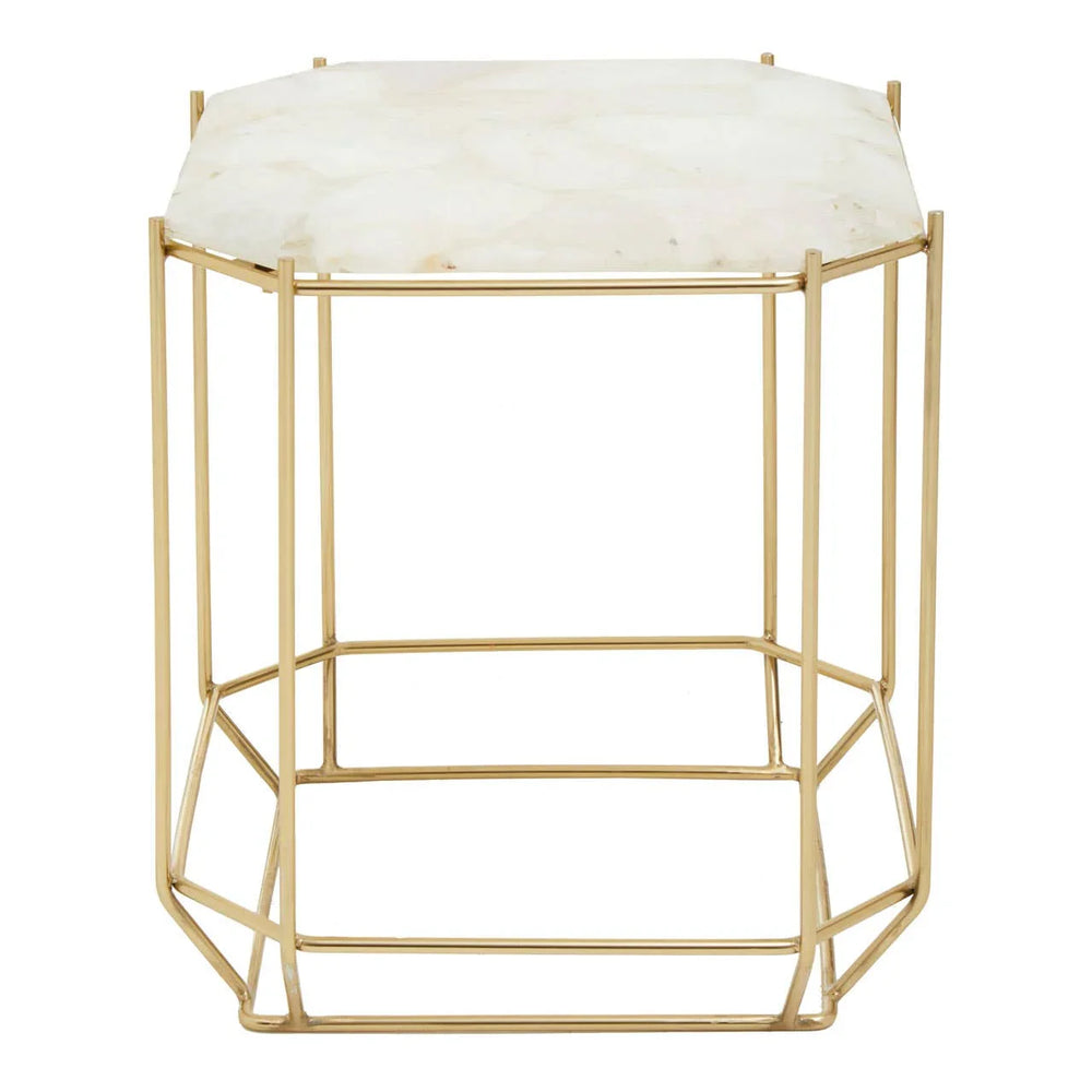 Quartz Octagon Metal Side Table