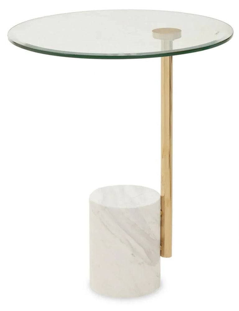 Gilded Marble Glass Side Table