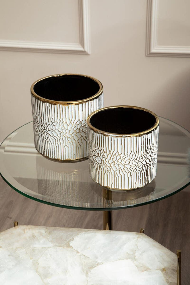 Gilded Marble Glass Side Table