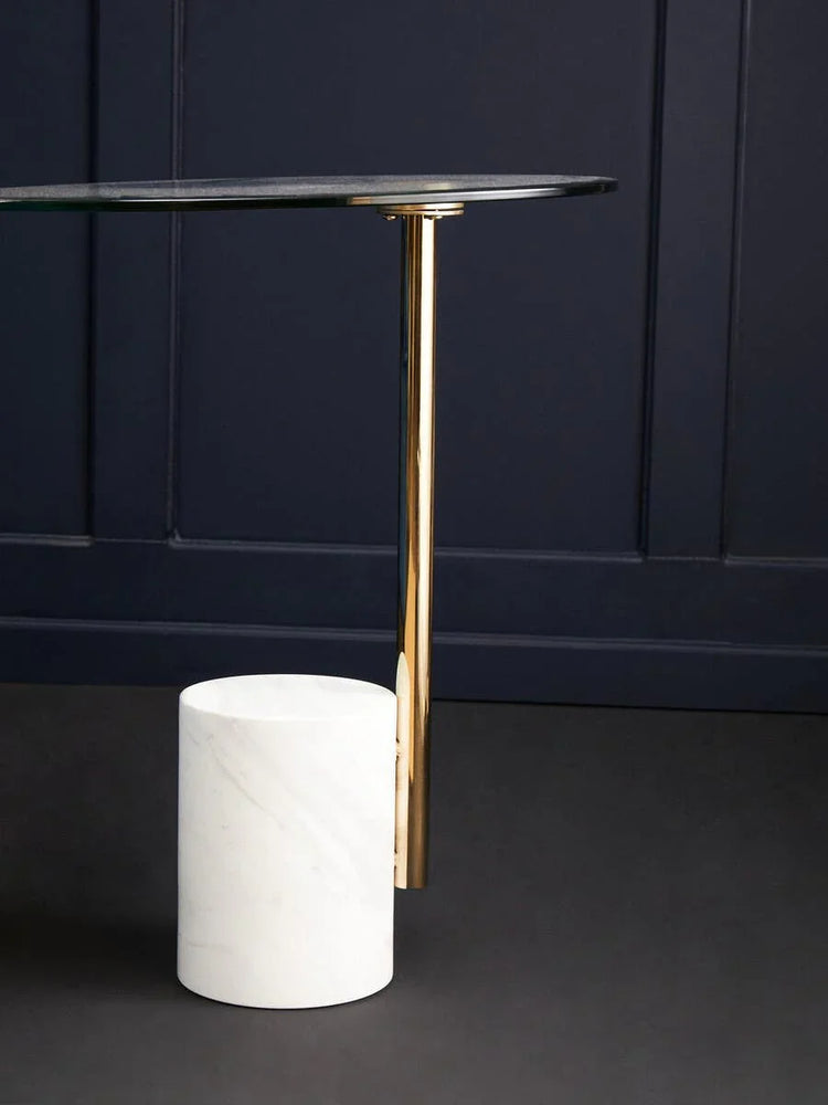 Gilded Marble Glass Side Table