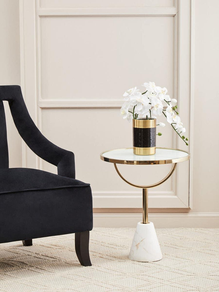 Luxe Glass Marble Side Table