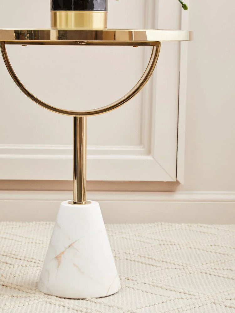 Luxe Glass Marble Side Table