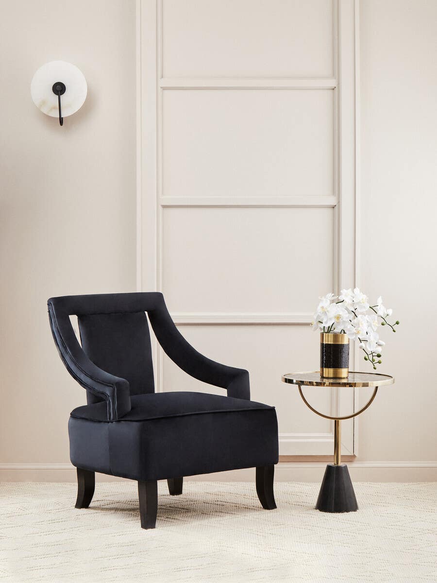 Luxe Black Glass Marble Table