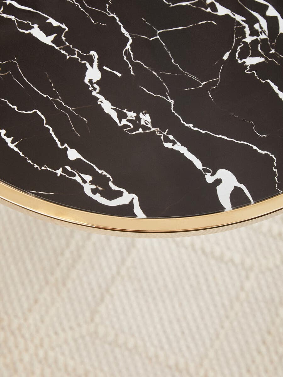 Luxe Black Glass Marble Table
