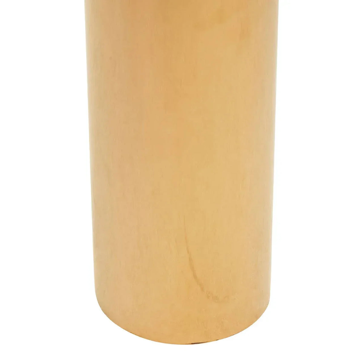Closeup of round wooden furniture leg with smooth light wood finish