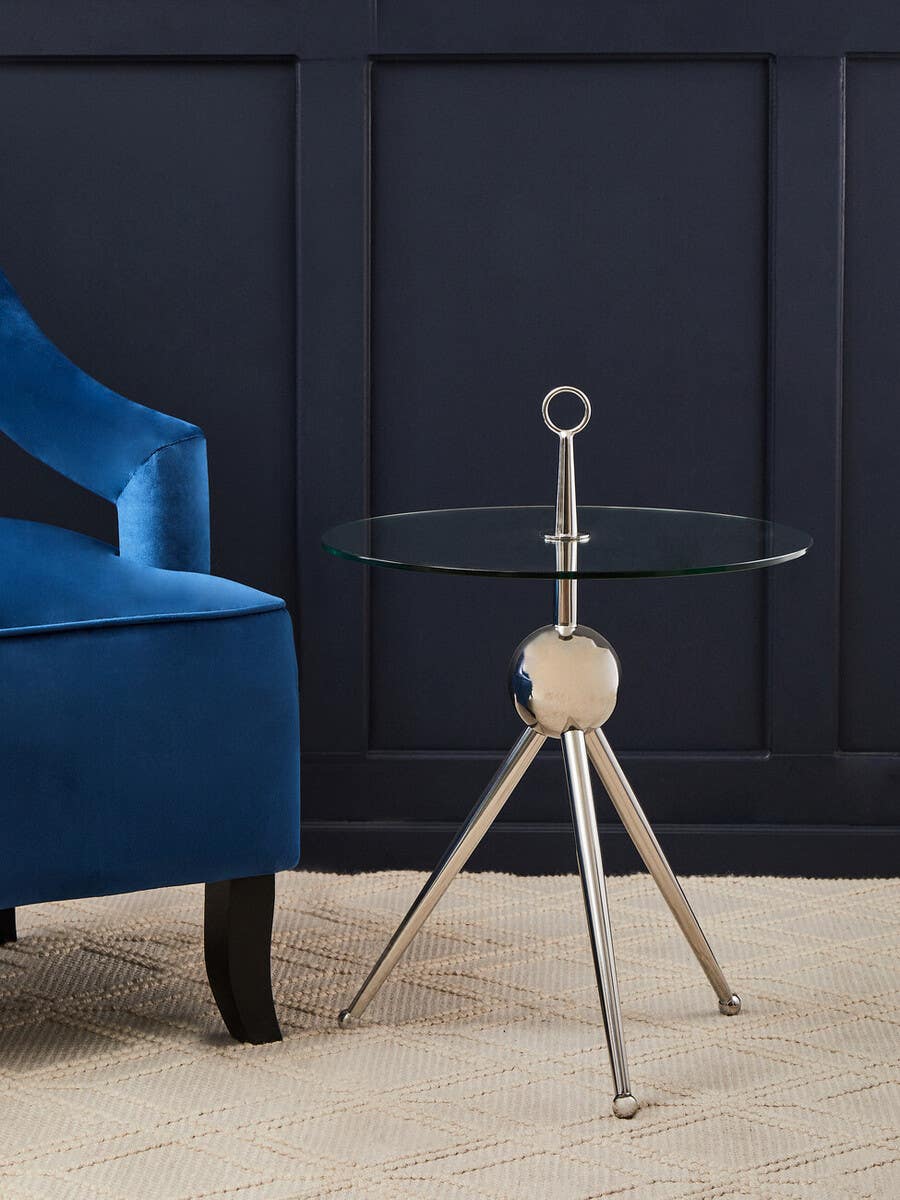 Elegant Glass Steel Side Table